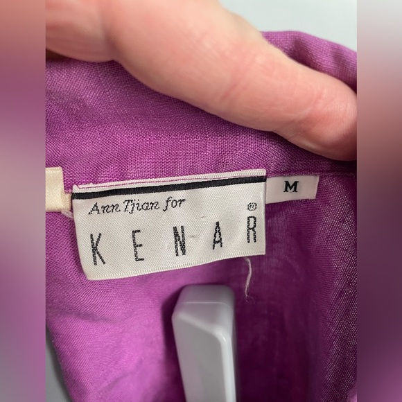 Kenar VTG 100% linen Purple 1/2 Button-Up Shirt - Picture 3 of 7